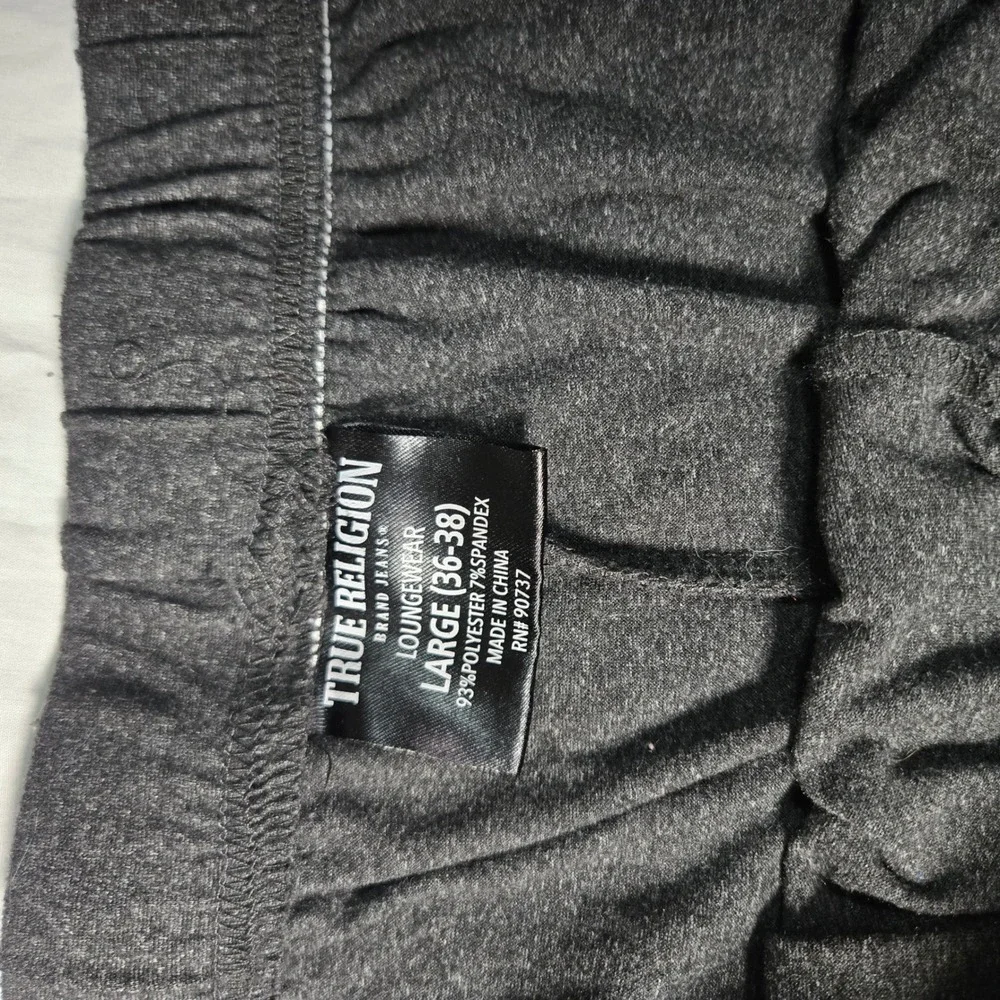 True Religion Mens Jogger Lounge Pants Charcoal Gray Horseshoe‎ Logo Large